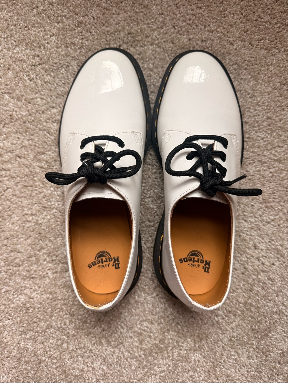 Dr. Martens White Patent 3-Eye Oxford with Black Laces